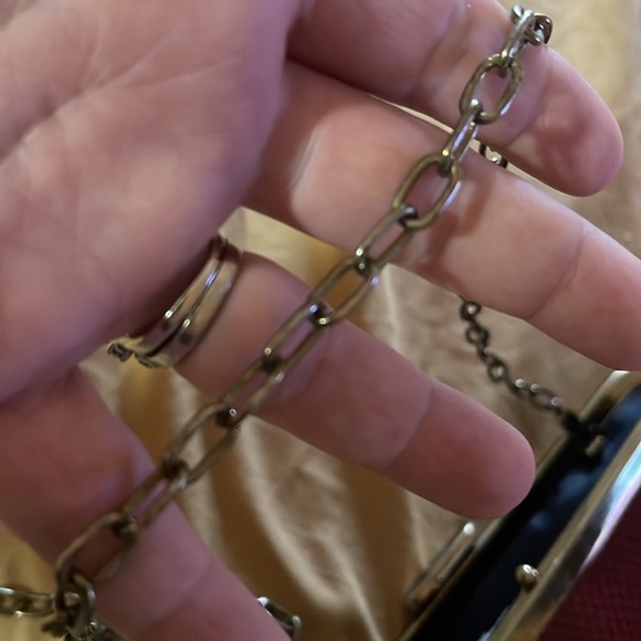 Vintage Hidden Chain Kiss Lock Clutch Evening Bag! Red Snake Print,Maybe Leather - Picture 10 of 10